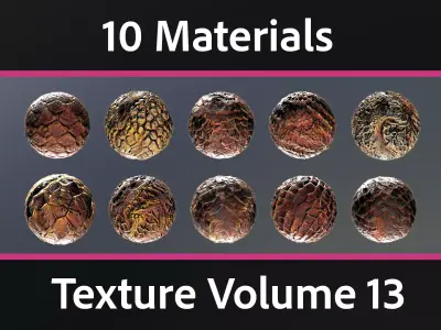 10 Materials Skin Dragon Seamless PBR Volume 13 Texture