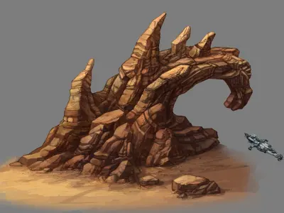 Desert - bizarre boulder 02 3D model