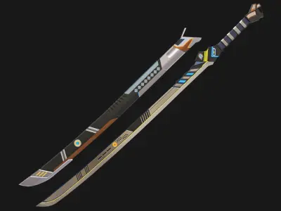  Sci-Fi Sword 01 All PBR Unity UE Textures Included Low-poly 3D model