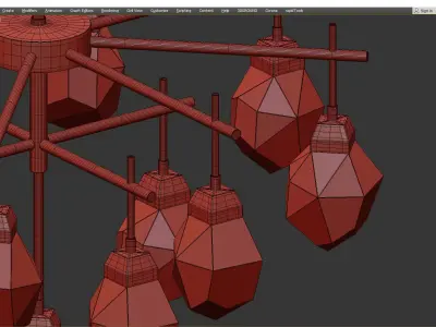 CRISTEL B gold chandelier with crystals Low-poly 3D model