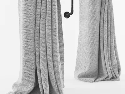 Curtain with metal rod 3D model