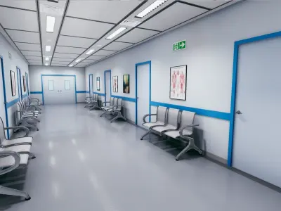 Hospital Corridor Low-poly 3D model