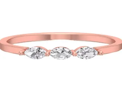 Solitaire Women Light Weight marquise stone Band Ring 3D print model