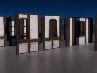 Medieval Wall Pack Modular Low Poly Architecture  Low-poly 3D model