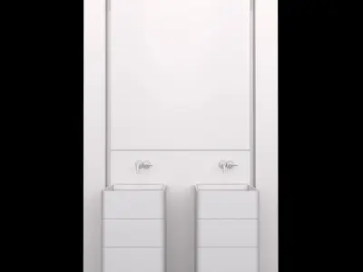 Bathroom door with two boxes 3D model