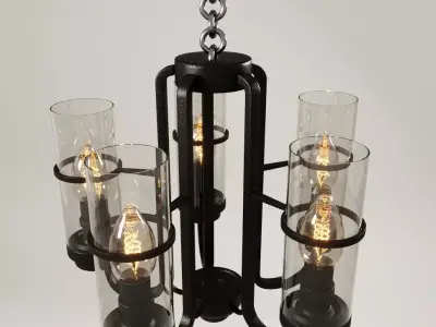 chandelier with four glass candle holders 3D model
