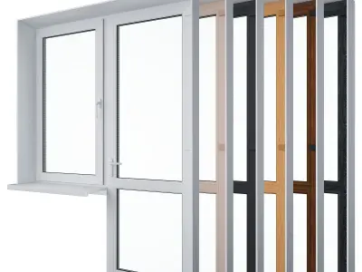 Door Set 3 different window materials 3D model