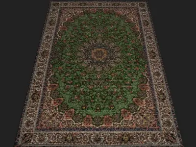 Medieval Green Designed Tapestry  Low-poly 3D model