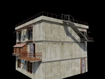 Arab Building with Interior And Exterior Low-poly 3D model