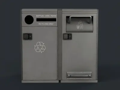 Street Trash Can 34 PBR Game Ready Low-poly 3D model