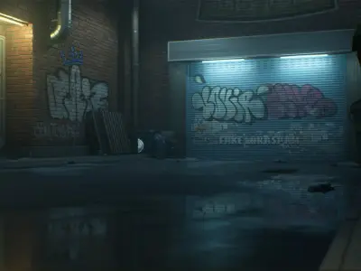 Downtown Alley Low-poly 3D model