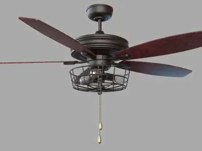 52inch Glenpool 5 - Blade Caged Ceiling Fan with Pull Chain 3D model