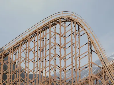 Wooden Rollercoaster Low-poly 3D model