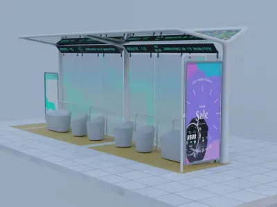 Modern Bus Station Low-poly 3D model