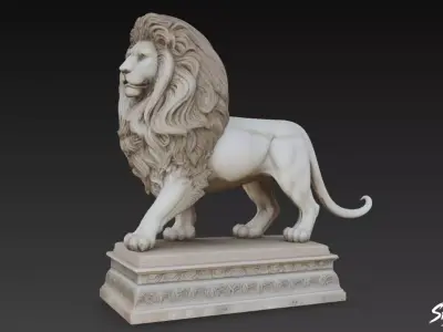 Lion Statue V29 Low-poly 3D model