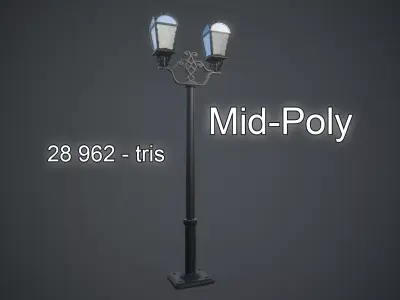 mid poly Street Light Low-poly 3D model