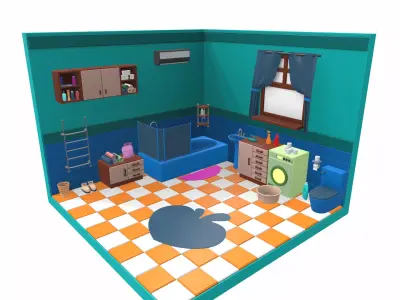 Isometric cartoon bathroom 03 3D model