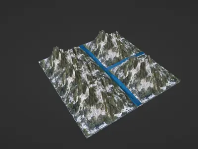 Mountain with snow Low-poly 3D model