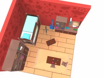 Isometric cartoon children room 06 3D model