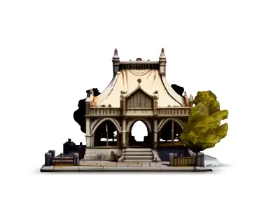 Medieval Tent Market Building 3D Model Low-poly 3D model