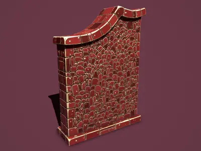 Fantasy wall 1 simple version Low-poly 3D model