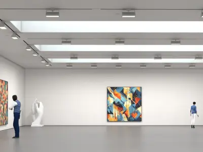  Modern Art Gallery Interior with Visitors 