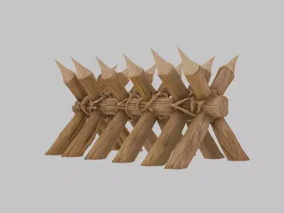 Wooden Barricade Low-poly 3D model