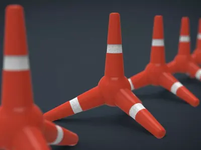 Police Cone  x4 Tetrapodos 3D model