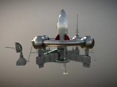 Retro Sci-Fi Moonbase Low-poly 3D model