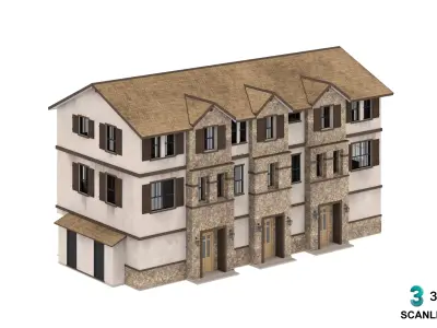 Modular Mediterranean Townhouse Kit - 9 Game Ready Modules PBR Low-poly 3D model