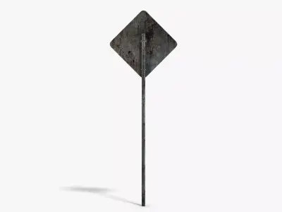 Damaged Cattle Warning Sign Low-poly 3D model