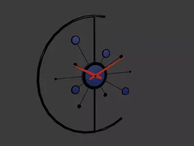 Modern Atomic Abstract Wall Clock Low-poly 3D model