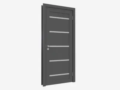 Modern Wooden Interior Door with Furniture 004 3D model