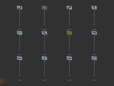 Road sign - Big pack Low-poly 3D model