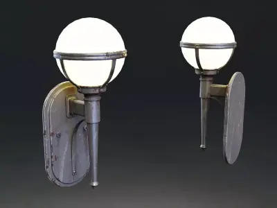 Vintage Industrial Wall Sconce Lamp Low-poly 3D model