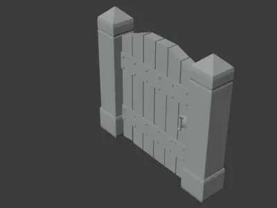 a fence with an old-style door 3D model