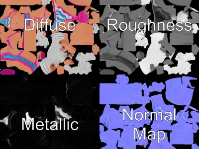 Stylized Beach Heroine Character Rigged and Animated Low-poly 3D model