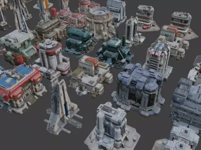 Sci-Fi Architecture Set 1 3D model