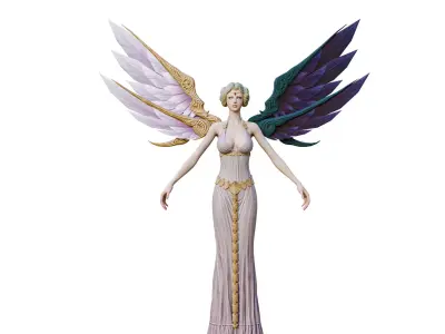 Angelic figure Low-poly 3D model