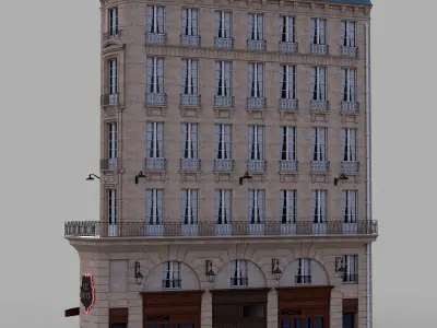 Parisian corner facade 3D model