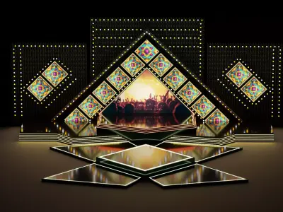 Entertainment Concert and Corporate Event Stage with Light Low-poly 3D model