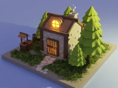 House in the forest low-poly Low-poly 3D model