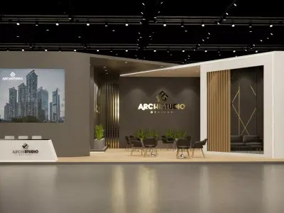 Exhibition booth design 3D model 14m x 11m  3D model