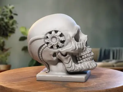 Robot Skull Headphone Stand Cyborg Headset Stand 3D print model buy