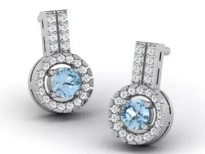 Gold Diamond Women Earring 3D print Model 3D print model 93