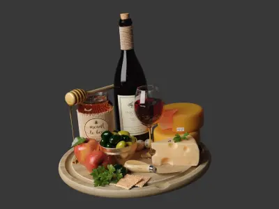 Cheese and Honey Set 3D model