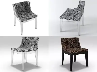Mademoiselle four different chairs with leopard 3D model