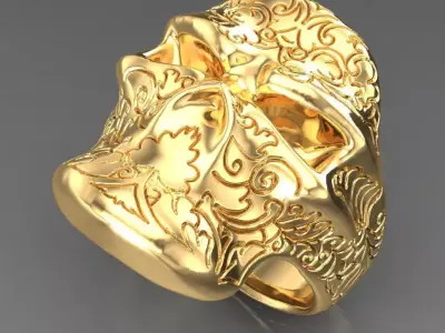 Light Gold Diamond Men Ring 2MR050 3D model