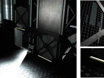 Lift1 room with metal pipes and lights Free 3D model