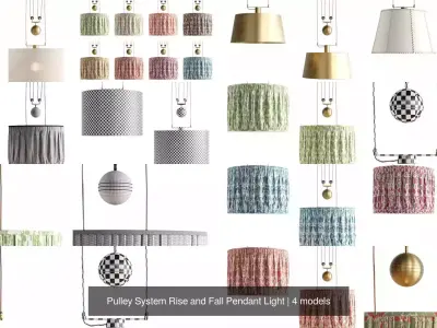 Pulley System Rise and Fall Pendant Light 3D Model Pack